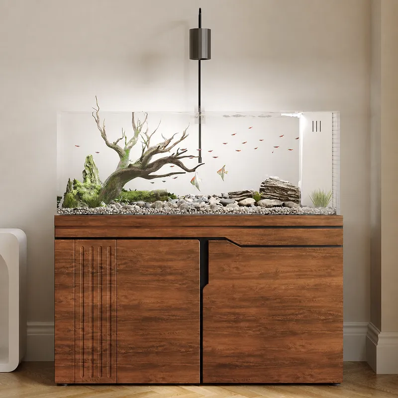 Aquarium Planted Wood - Akuarium Kaca Ultra Putih Besar dengan