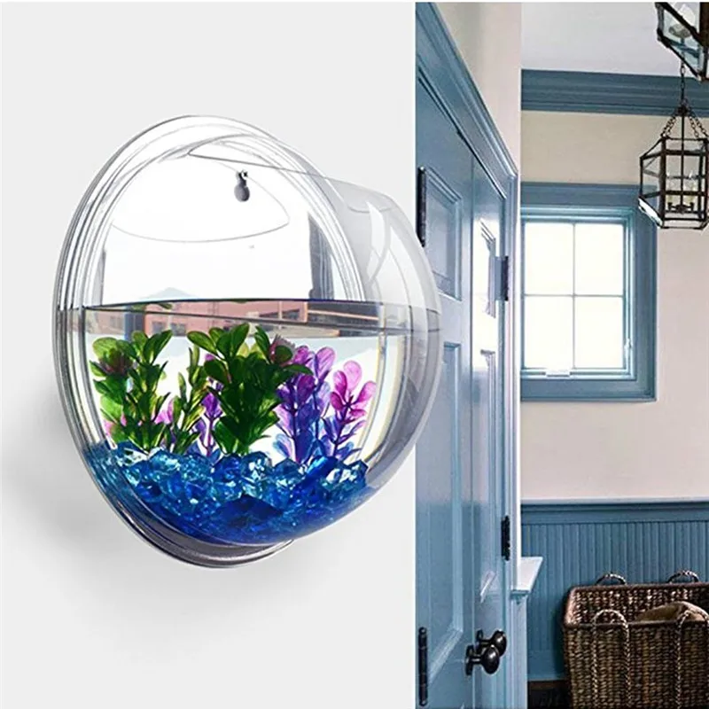 Planted Aquarium Bowl - Akrilik Transparan Gantung Dinding Akuarium Tanaman